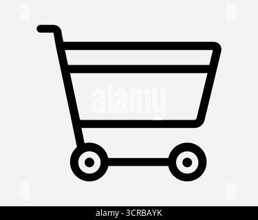 Icône de ligne de panier Retail Push Trolley Outline Shape supermarché Boutique en ligne Checkout E commerce bouton de vente symbole Illustration de Vecteur