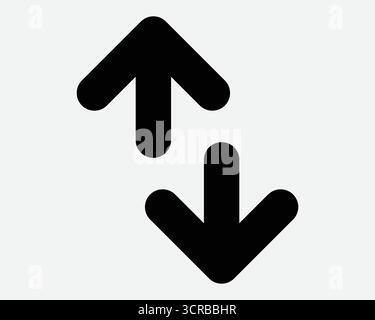 Haut vers le bas icône flèche Nord Sud pointeur Télécharger chemin de chemin Télécharger emplacement position de navigation panneau choix de symbole mouvement Slide glisser geste Illustration de Vecteur