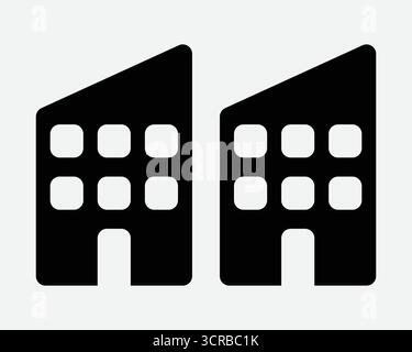 Twin Office Building Tower Block résidentiel commercial Apartment Condominium Complex Property Urban City Town Housing structure forme symbole icône Illustration de Vecteur