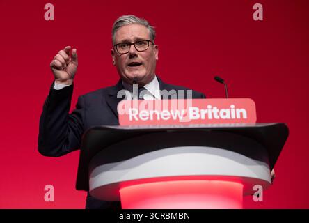 Liverpool, Royaume-Uni. 30 septembre 2025. Keir Starmer, leader syndical, prononce son discours à la conférence à Liverpool. Crédit : Karl Black/Alamy Live News Banque D'Images