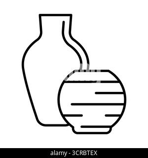 Icône de vases décoratifs. Illustration de ligne mince d'élément de décoration à la maison. Illustration de Vecteur
