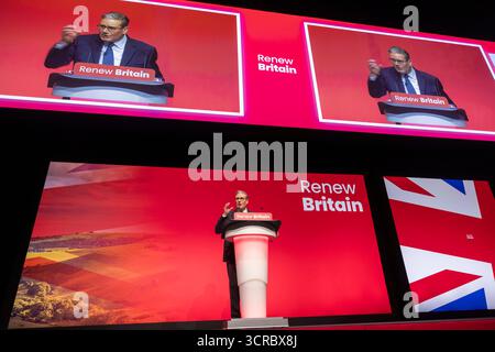 Liverpool, Royaume-Uni. 30 septembre 2025. Keir Starmer, leader syndical, prononce son discours à la conférence à Liverpool. Crédit : Karl Black/Alamy Live News Banque D'Images
