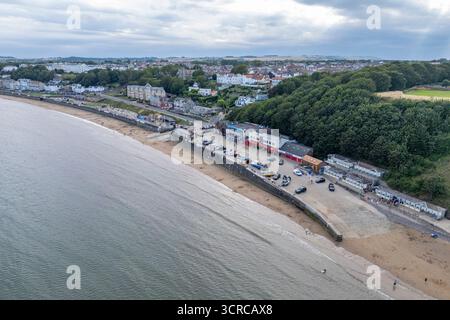 Vue aérienne de la plage de Filey, North Yorkshire, Royaume-Uni. Banque D'Images