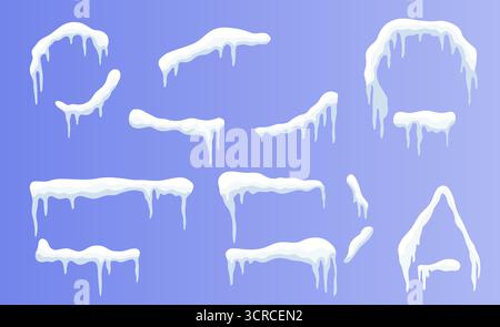 Ensemble de bannières de calotte de glace de neige personnalisables de différentes formes, idéales pour les promotions d'hiver. Illustration de Vecteur