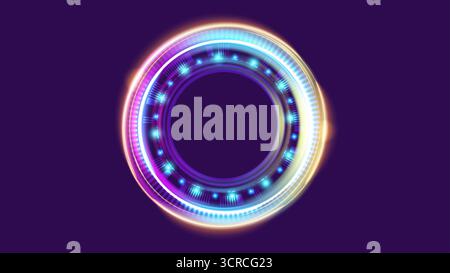 Portail vortex holographique tourbillonnant avec lueur rayonnante, idéal pour la fantaisie ou les éléments d'interface. Illustration de Vecteur