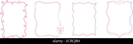 Cadre fantaisiste pastel ludique avec un ruban délicat et un noeud, parfait pour les invitations, les cartes de vœux ou les motifs de fête d'enfants Illustration de Vecteur