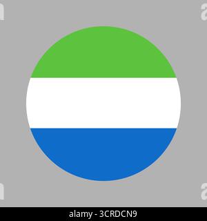 Drapeau de la Sierra Leone plat de forme ronde. Drapeau national de Sierra Leone en icône de bouton en forme. Illustration de Vecteur