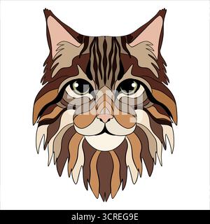 Art de ligne vectorielle dessiné à la main d'un chat, image de coloration anti-stress, esquisse de tatouage, illustration zentangle Illustration de Vecteur