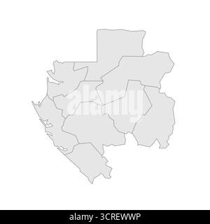 Gabon carte politique des divisions administratives - provinces. EPS de carte modifiable vectorielle vierge grise. Illustration de Vecteur
