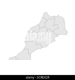 Maroc carte politique des divisions administratives - régions. EPS de carte modifiable vectorielle vierge grise. Illustration de Vecteur