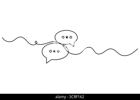 Bulle de dialogue dessin continu d'une ligne de l'icône de vecteur de contour isolé Illustration de Vecteur
