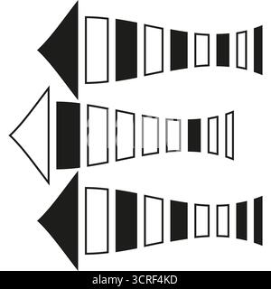 Eléments de flèche géométrique. Formes rectangulaires mixtes. Graphique noir et blanc. Ensemble d'icônes simples vectorielles. SPE 10. Illustration de Vecteur