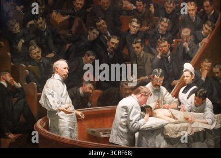 La clinique Agnew (ou clinique de Dr Agnew) est une peinture à l'huile réalisée en 1889 par l'artiste américain Thomas Eakins. Il a été commandé pour honorer l'anatomiste et chirurgien David Hayes Agnew, à sa retraite de l'enseignement à l'Université de Pennsylvanie. Banque D'Images