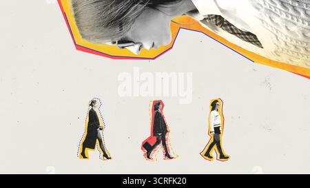 Composition avec un manager féminin observant divers candidats pendant le processus de recrutement Banque D'Images