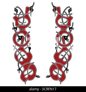 Design scandinave viking. Ancien animal mythique décoratif de style celtique, scandinave, illustration de noeud Illustration de Vecteur