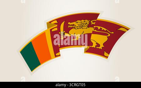 Drapeau du Sri Lanka en forme de ruban abstrait, symbole national du Sri Lanka. Ce vecteur est idéal pour une utilisation dans les événements nationaux, jour de l'indépendance, internat Illustration de Vecteur