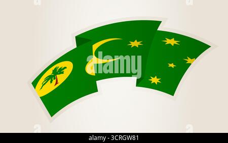 Drapeau des îles Cocos en forme de ruban abstrait, symbole national des îles Cocos. Ce vecteur est idéal pour une utilisation dans les événements nationaux, jour de l'indépendance, Illustration de Vecteur