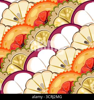 Illustration vectorielle de motif tropical sans couture de tranches de fruits exotiques Illustration de Vecteur