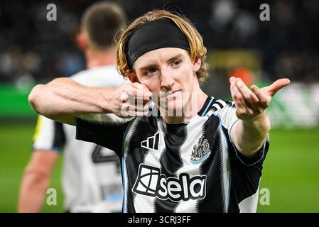 Bruxelles, Belgique, Belgique. 1er octobre 2025. Anthony GORDON de Newcastle célèbre son but lors du match MD2 de l'UEFA Champions League, League phase MD2 entre Royale Union Saint-Gilloise et Newcastle United au Lotto Park le 1er octobre 2025 à Bruxelles, Belgique. (Crédit image : © Matthieu Mirville/ZUMA Press Wire) USAGE ÉDITORIAL SEULEMENT ! Non destiné à UN USAGE commercial ! Banque D'Images