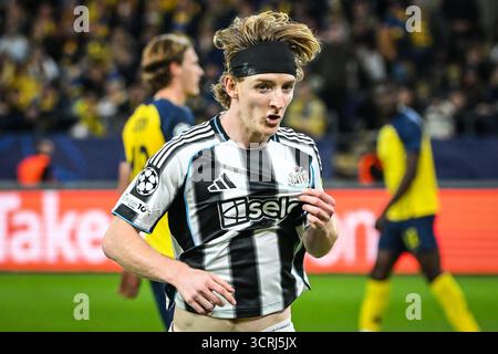Bruxelles, Belgique, Belgique. 1er octobre 2025. Anthony GORDON de Newcastle célèbre son but lors du match MD2 de l'UEFA Champions League, League phase MD2 entre Royale Union Saint-Gilloise et Newcastle United au Lotto Park le 1er octobre 2025 à Bruxelles, Belgique. (Crédit image : © Matthieu Mirville/ZUMA Press Wire) USAGE ÉDITORIAL SEULEMENT ! Non destiné à UN USAGE commercial ! Banque D'Images