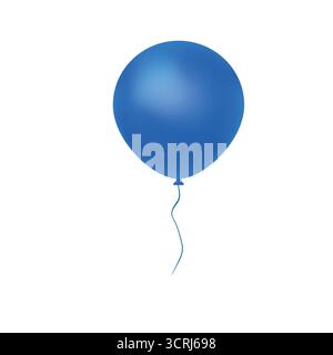 Ballon bleu isolé sur fond blanc. Décoration de fête pour anniversaire et célébrations. Ballons d'hélium 3d festifs colorés de vecteur Illustration de Vecteur