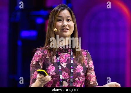 Turin, Italie. 1er octobre 2025. Sonya Huang, partenaire de Sequoia Capital, intervient sur la scène de la Italian Tech week 2025. Banque D'Images