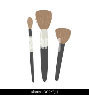 Ensemble de pinceaux de maquillage professionnels. Accessoire de mode pour illustration vectorielle cosmétique Illustration de Vecteur