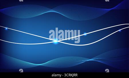 Fond futuriste abstrait avec des lignes d'ondes lumineuses et des effets de lumière dans des tons de dégradé bleu, parfait pour la technologie, le numérique et le desig moderne Illustration de Vecteur