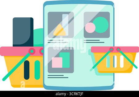 achats en ligne via smartphone et internet Illustration de Vecteur