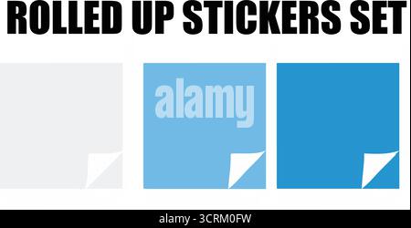 Page blanche avec coin et ombre à bords recourbés, ensemble d'autocollants roulés, vecteur de banderoles pelables Illustration de Vecteur