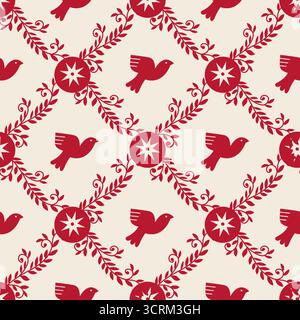 Motif sans couture couronne de colombe crème Illustration de Vecteur