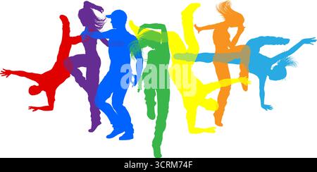 Danseurs Silhouette Street Dance pose silhouettes Illustration de Vecteur
