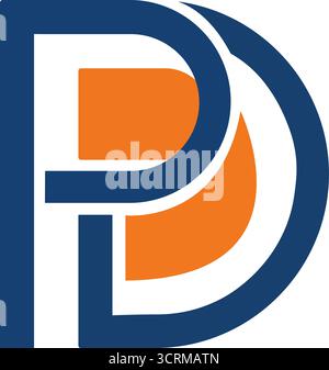 Logo de marque de lettre pd créatif avec des traits bleus audacieux et des accents orange vif, parfait pour la marque moderne, l'identité d'entreprise ou la conception numérique Illustration de Vecteur