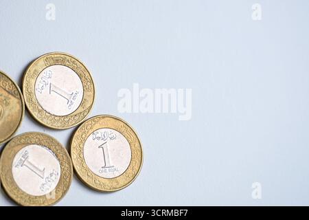 Pekanbaru, Indonésie - 19 septembre 2025 : Arabie Saoudite 1 pièces de monnaie riyal isolées sur fond blanc Banque D'Images