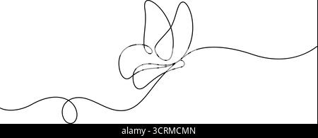 une ligne dessinant un papillon continu volant minimalisme dessiné à la main art décoratif concept de beauté insouciante Illustration de Vecteur