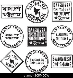 Bangladesh Chittagong Round Seal Map Design Illustration de Vecteur