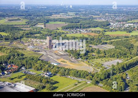 Photo aérienne, CreativRevier Hamm, ancienne mine Ost Heinrich Robert avec tour de marteau, district de Pelkum, Hamm, région de la Ruhr, Rhénanie du Nord-Westphalie, GER Banque D'Images