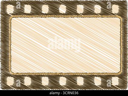 Un rectangle inspiré du cinéma rétro avec des trous de pignon et un panneau central texturé pour les légendes ou les images Illustration de Vecteur