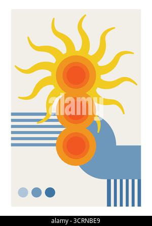 affiche solaire géométrique dans un style brutaliste minimal Illustration de Vecteur
