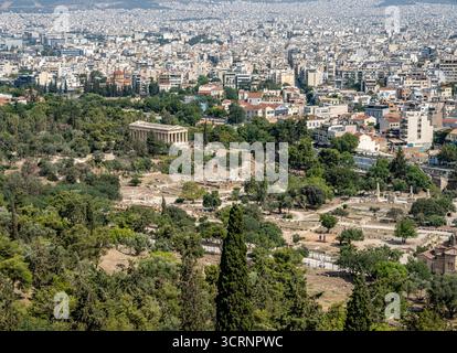 Temple d'Héphaïstus et Agora antique, Athènes Banque D'Images