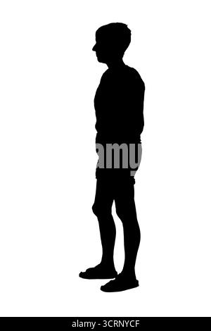 silhouette de vue latérale d'une femme plein portrait sur fond blanc Banque D'Images
