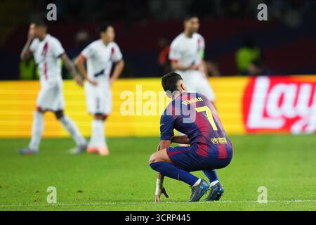 Barcelone, Espagne. 02 octobre 2025. Ferran Torres du FC Barcelone lors du match de l'UEFA Champions League, entre le FC Barcelone et le Paris Saint Germain PSG, stade Lluis Companys le 1er octobre 2025 à Barcelone, Espagne. (Photo de Bagu Blanco/PRESSIN) crédit : AGENCE SPORTIVE PRESSINPHOTO/Alamy Live News Banque D'Images
