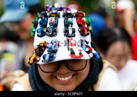 Singapour, Singapour. 02 octobre 2025. Fan de F1 avec des voitures LEGO lors du Grand Prix de formule 1 de Singapour 2025, 18ème manche du Championnat du monde de formule 1 FIA 2025 du 3 au 5 octobre 2025 sur le circuit de Marina Bay Street, à Singapour - photo DPPI crédit : DPPI Media/Alamy Live News Banque D'Images