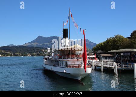 Bateau à aubes sur le lac des Quatre-Cantons Banque D'Images