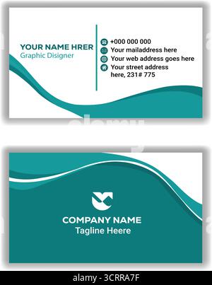 Carte de visite créative personnalisée Modern Clean Corporate Visiting Card Design Illustration de Vecteur