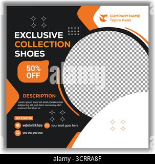 Chaussures de mode offre bannière Collection de chaussures minimaliste publication de médias sociaux et modèle Web illustration vectorielle Illustration de Vecteur