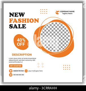 Modèle de bannière de médias sociaux de vente de mode moderne | vêtements Discount Web couverture Vector illustration Design Illustration de Vecteur