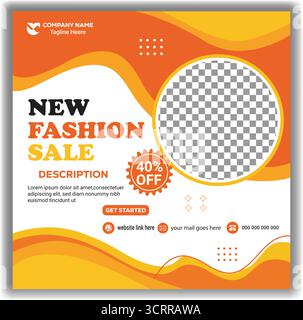 Vente de mode moderne modèle de bannière de publication de médias sociaux Trendy vêtements promotion Flyer éditable Web bannière Vector Design Illustration de Vecteur