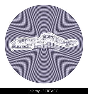 Image vectorielle Gambie. Logo rond de pays. Affiche Gambie en arcs de cercle et style nuage de mots. Illustration vectorielle à la mode. Illustration de Vecteur