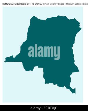 Carte du pays de plaine du DR Congo. Détails moyens. Style Uni. Forme de la RD Congo. Illustration vectorielle. Illustration de Vecteur